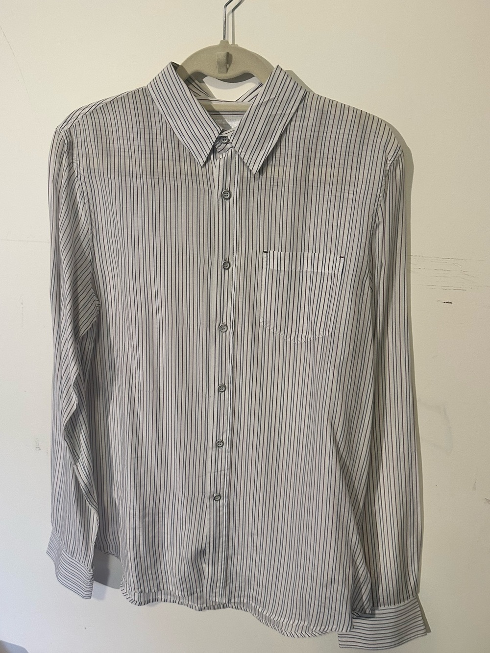Joe’s Jeans The Shirt Striped Button Down Blouse White Navy Burgundy M
